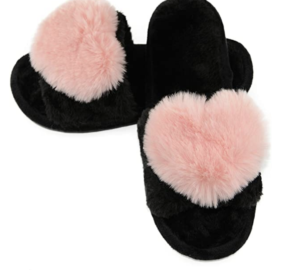 Furry Heart Slippers